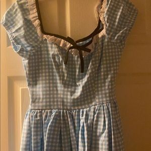 Blue Bardot Gingham wiggle dress